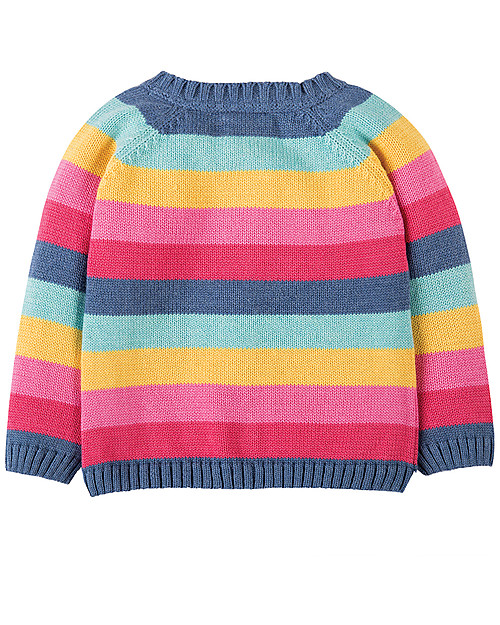 Frugi Little Happy Day Cardigan, Pink Rainbow Stripe - 100% organic cotton Cardigans