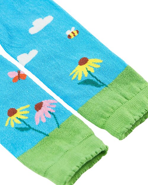 Frugi Little Knitted Leggings - Beluga Blue/Bee - Organic Cotton Leggings