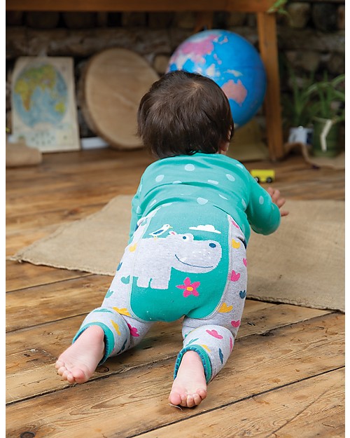 Frugi Little Knitted Leggings, Hippo/Grey Marl - 100% organic cotton (soft and non-scratchy) Leggings