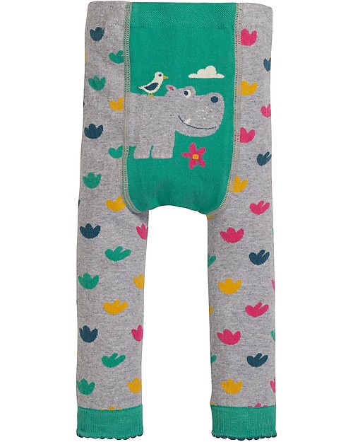Frugi Little Knitted Leggings, Hippo/Grey Marl - 100% organic cotton (soft and non-scratchy) Leggings
