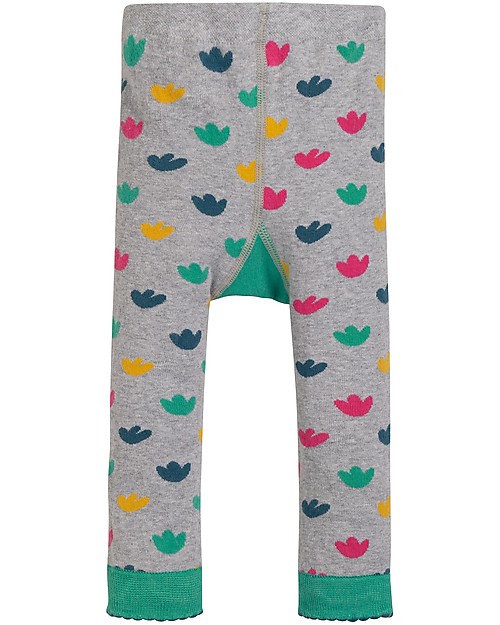 Frugi Little Knitted Leggings, Hippo/Grey Marl - 100% organic cotton (soft and non-scratchy) Leggings