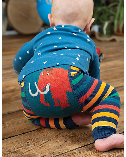 Frugi Little Knitted Leggings, Mammoth/Rainbow Stripe - 100% organic cotton (soft and non-scratchy) Leggings
