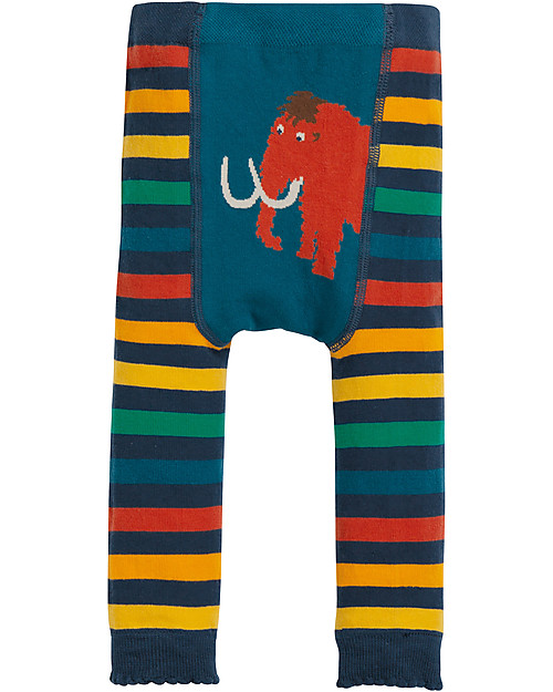 Frugi Little Knitted Leggings, Mammoth/Rainbow Stripe - 100% organic cotton (soft and non-scratchy) Leggings