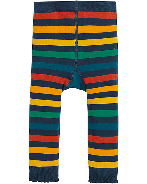 Frugi Little Knitted Leggings, Mammoth/Rainbow Stripe - 100% organic cotton (soft and non-scratchy) Leggings