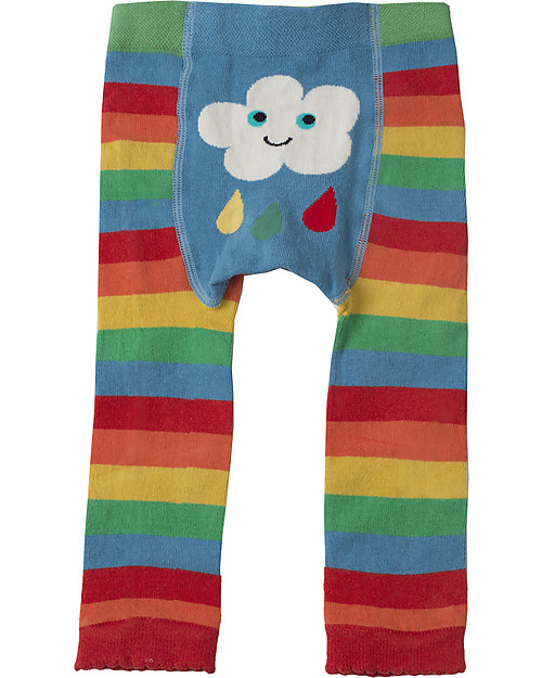 Frugi Little Knitted Leggings, Rainbow/Cloud - 100% organic cotton (soft and o Leggings