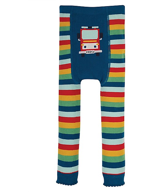 Frugi Little Knitted Leggings - Rainbow/Fire Engine - Organic Cotton Leggings