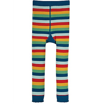 Frugi Little Knitted Leggings - Rainbow/Fire Engine - Organic Cotton Leggings