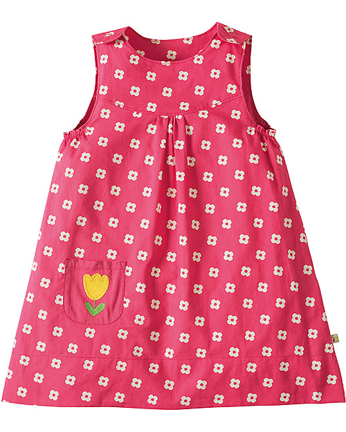 Frugi Little Lamorna Reversible Dress, Raspberry Bud/Cat - 100% organic cotton Dresses_