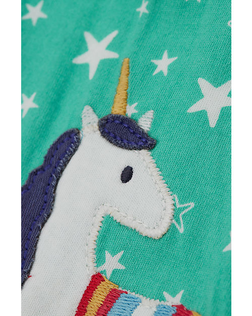 Frugi Little Lola Dress - Pacific Aqua Stars/Unicorn - Organic Cotton Dresses_