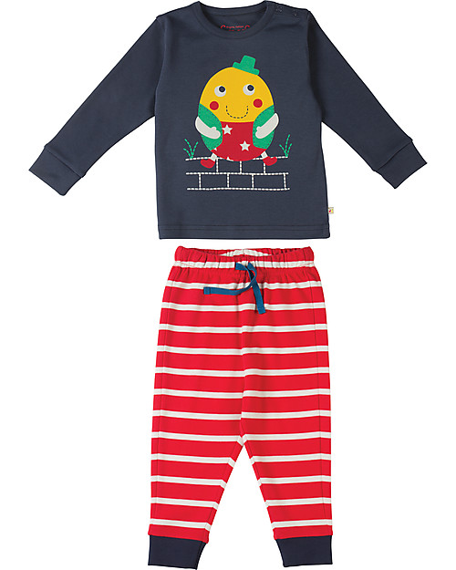 Frugi Little Long John PJs, Navy/Humpty Dumpty - 100% Organic Cotton Pyjamas