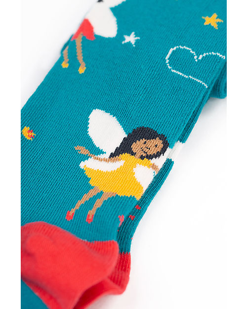 Frugi Little Norah 2pk Tights - Watermelon Breton/Fairy - Organic Cotton Tights