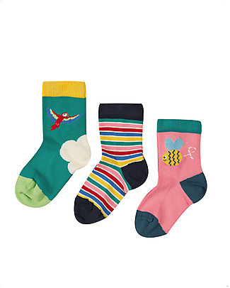 Frugi Little Socks 3 Pack - Bee - Elasticated Organic Cotton Socks