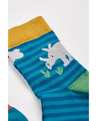Frugi Little Socks 3 Pack - Dino Stripes Socks