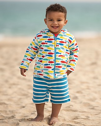 Frugi Little Stripy Shorts - Motosu Blue Stripe - 100% Organic Cotton Shorts