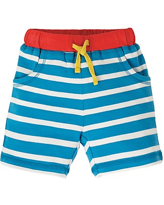 Frugi Little Stripy Shorts - Motosu Blue Stripe - 100% Organic Cotton Shorts