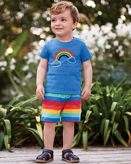 Frugi Little Stripy Shorts - Rainbow Stripe Shorts