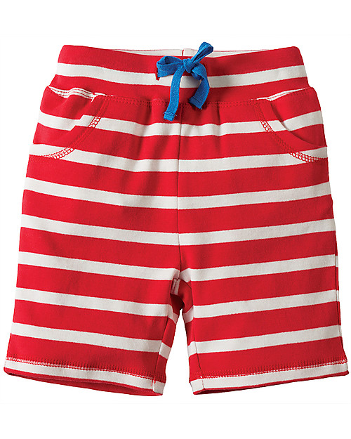 Frugi Little Stripy Shorts, Tomato Breton/Hippo Shorts