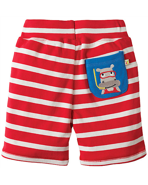 Frugi Little Stripy Shorts, Tomato Breton/Hippo Shorts