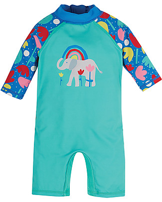 Frugi Little Sun Safe Suit - Pacific Aqua/Elephant - UPF 40+ Uv-Safe Sunsuits