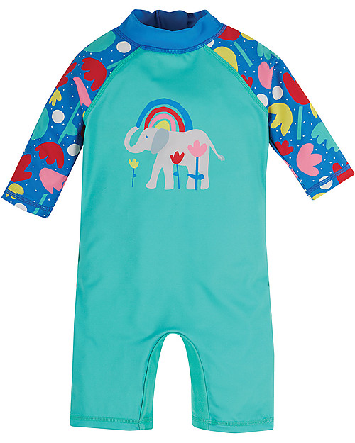 Frugi Little Sun Safe Suit - Pacific Aqua/Elephant - UPF 40+ Uv-Safe T-shirt