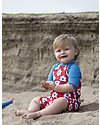 Frugi Little Sun Safe Swimsuit, Red with flowers - Sun protection UPF 50+ Uv-Safe T-shirt