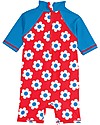 Frugi Little Sun Safe Swimsuit, Red with flowers - Sun protection UPF 50+ Uv-Safe T-shirt