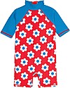 Frugi Little Sun Safe Swimsuit, Red with flowers - Sun protection UPF 50+ Uv-Safe T-shirt