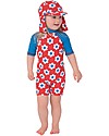 Frugi Little Sun Safe Swimsuit, Red with flowers - Sun protection UPF 50+ Uv-Safe T-shirt