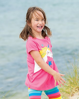 Frugi Lizzie Applique Top - Flamingo/Unicorn - 100% organic cotton Evening Tops