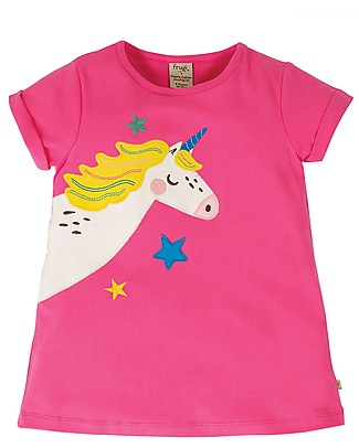 Frugi Lizzie Applique Top - Flamingo/Unicorn - 100% organic cotton Evening Tops