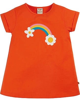 Frugi Lizzie Applique Top - Tiger Orange/Rainbow - Organic Cotton T-shirts