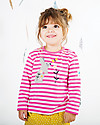 Frugi Long Sleeves Button Applique Top, Flamingo Stripe/Bunny - 100% organic cotton Long Sleeves Tops