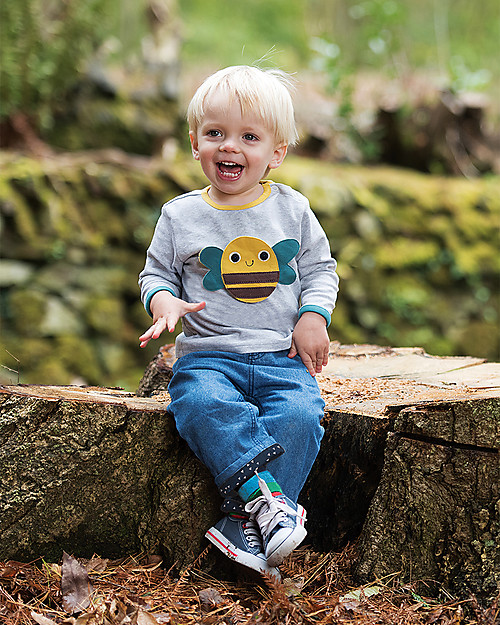 Frugi Long Sleeves Button Off 4 in 1 Applique Top, Farm - 100% organic cotton Long Sleeves Tops