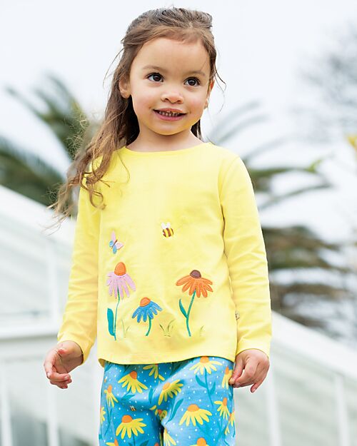 Frugi Long Sleeves Shirt with Appliqué - Yellow - Organic Cotton Long Sleeves Tops