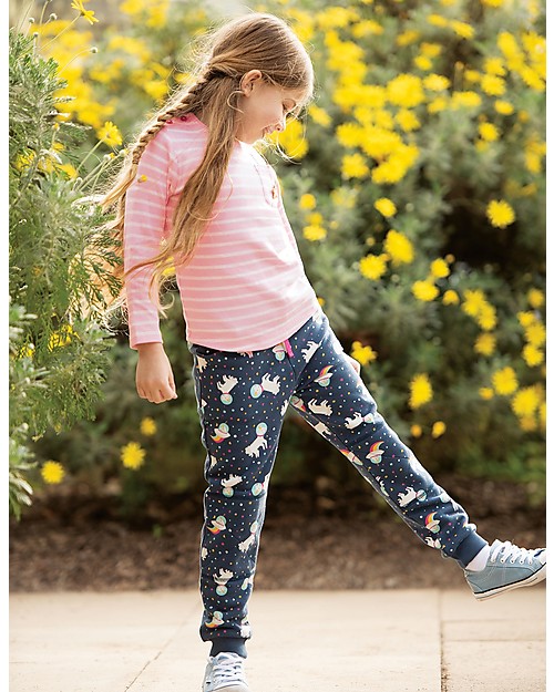 Frugi Louise Pocket Top, Soft Pink Breton/Unicorn - Organic cotton Long Sleeves Tops