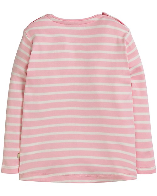 Frugi Louise Pocket Top, Soft Pink Breton/Unicorn - Organic cotton Long Sleeves Tops