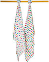 Frugi Lovely 2 Pack Muslin Set, Spots/Bunting 65 x 65 cm - 100% Organic Cotton Muslin Swaddle