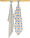 Frugi Lovely 2 Pack Muslin Set, Stars/Tractor 65 x 65 cm - 100% Organic Cotton Muslin Swaddle