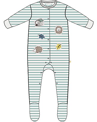 Frugi Lovely Applique Patch Babygrow - Moss Breton/Hedgehog Babygrows