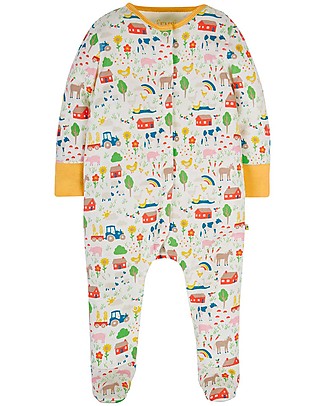 Frugi Lovely Babygrow - Life At The Farm - 100% Organic Cotton Babygrows