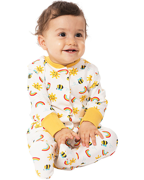 Frugi Lovely Babygrow, Sun/Bees - Pack of 2 - 100% Organic Cotton Babygrows