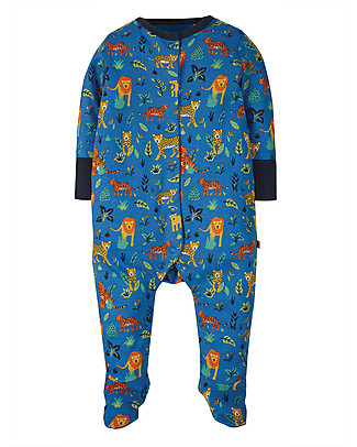 Frugi Lovely Babygrow with Feet - Big Cats - 100% Organic Cotton Babygrows