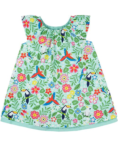 Frugi Lowen Reversible Dress - Tropical Birds/Spring Dobby - Organic Cotton Dresses_