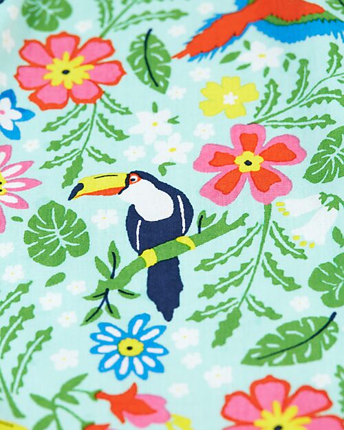 Frugi Lowen Reversible Dress - Tropical Birds/Spring Dobby - Organic Cotton Dresses_