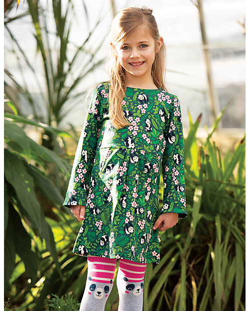 Frugi Lulu Jumper Dress, Panda Floral - Organic Cotton Dresses_