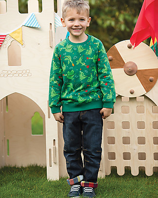 Frugi Lumberjack Lined Jeans - Dark Wash Denim - Elasticated Organic Cotton Long Jeans