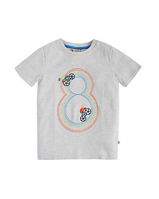 Frugi Magic Number T-Shirt - Grey Marl/Bike Track - 100% GOTS Organic Cotton T-shirts
