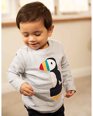 Frugi Magic Number T-Shirt - Grey Marl/Puffin - 100% Organic Cotton Sweatshirts