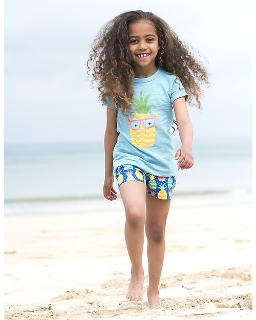 Frugi Martha Summer Shorts, Jazzy Pineapple - 100% Organic Cotton Shorts