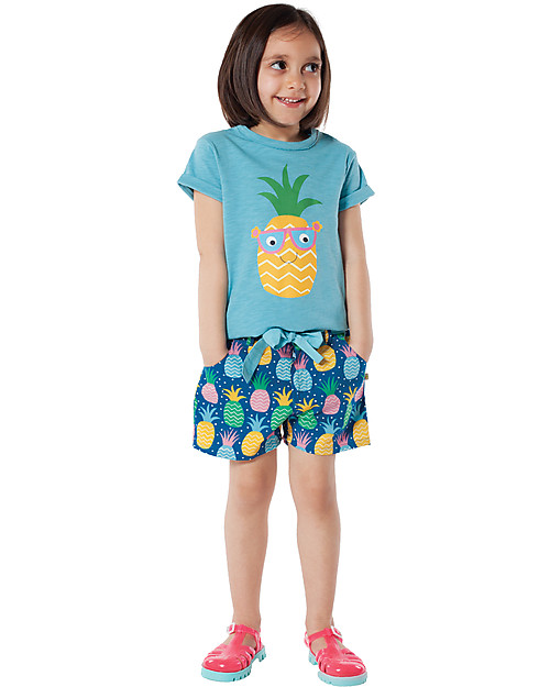 Frugi Martha Summer Shorts, Jazzy Pineapple - 100% Organic Cotton Shorts